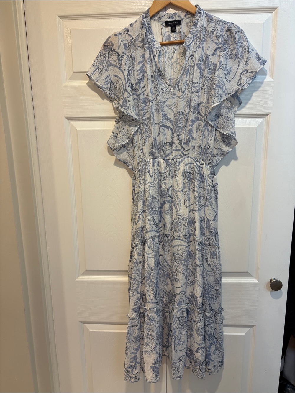 Tamara H Blue Paisley Ruffle Maxi Dress